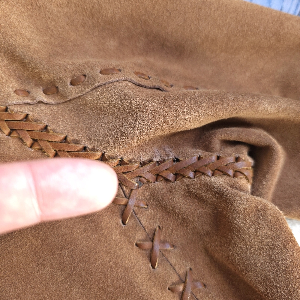 RARE Vintage Ralph Lauren Western Boho Suede Whip Stitch Tooled Leather Jacket - Picture 11 of 13